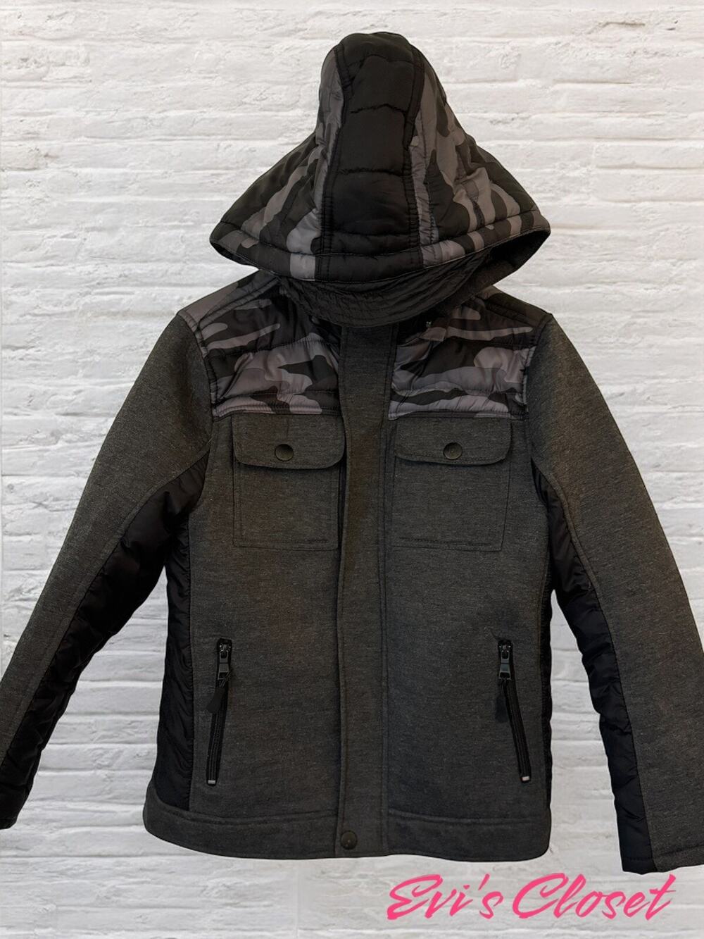 Urban Republic Youth Jacket Hoodie Sz 14/16 Gray Camouflage Accent Full Zip